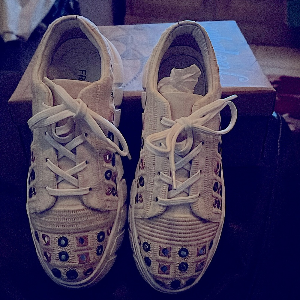 Free People Catch Me If You Can Crochet Sneaker in Mirrors SZ 8 (38)  NEW - Picture 3 of 10